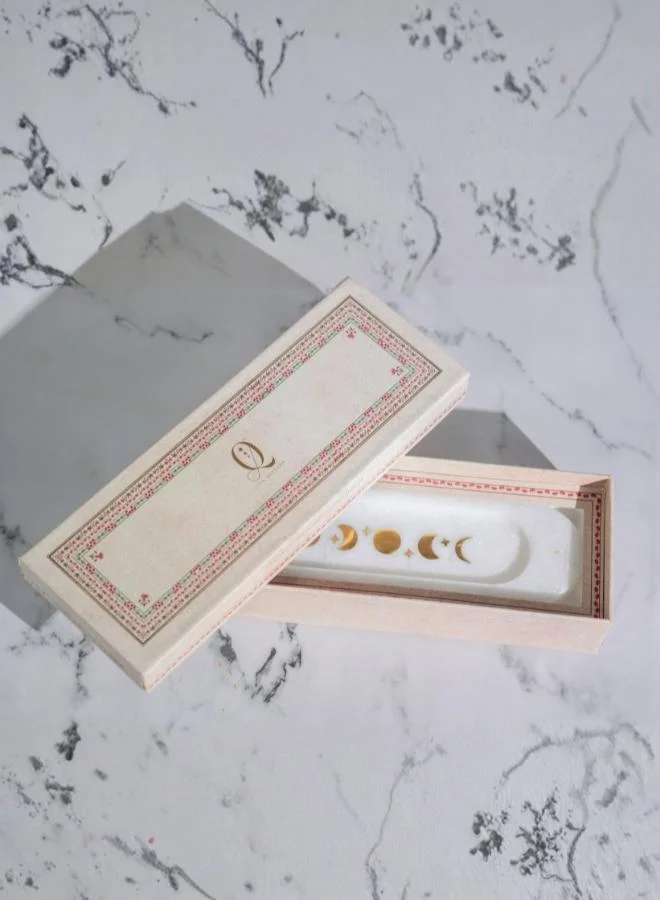 Casa Quesera  Moon Whisper Natural Marble and Brass Incense Holder by Casa Quesera  | Best Price UAE